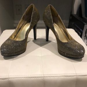 Goldish silver sparkly heels